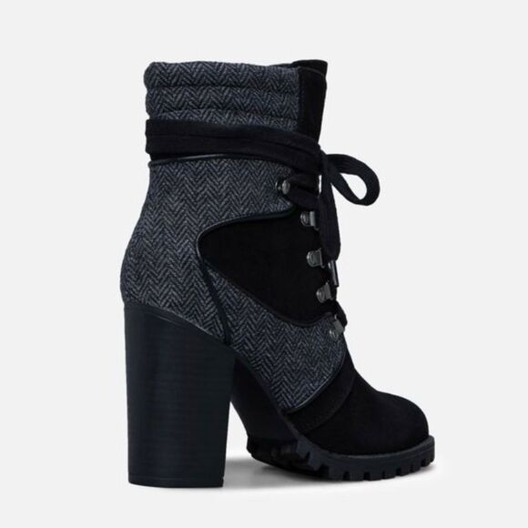 Grey & White Biker High Heeled Bootie - Picture 2 of 6